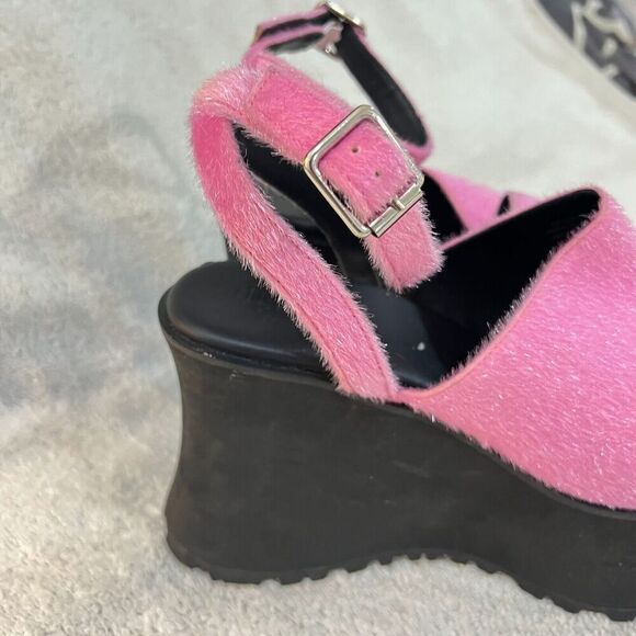 Delias Womens Pink Platform Wedge Sandals 11M Del21-155 Dolls Kill Fuzzy - Picture 7 of 13